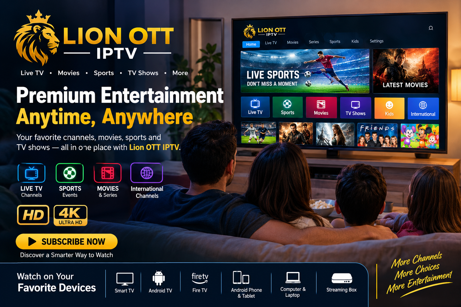 🦁 Lion OTT IPTV – Experience Premium Entertainment Anytime, Anywhere