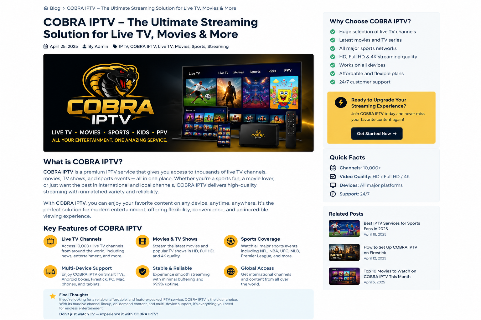 Cobra IPTV Streaming Guide