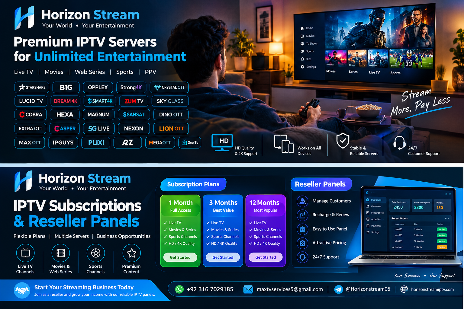 IPTV Subscriptions and Reseller Panels: Explore Streaming Solutions with Horizon Stream